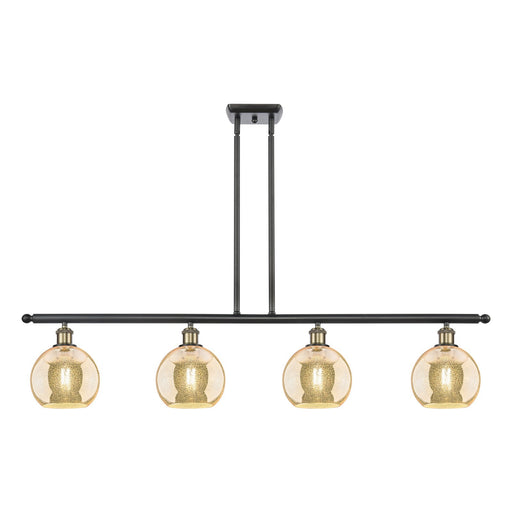 Innovations Athens 48in 4-Light Island Light | Industrial Black Antique Brass Steel and Mercury Glass | Kitchen Island & Dining | Model 516-4I-BAB-G128-8