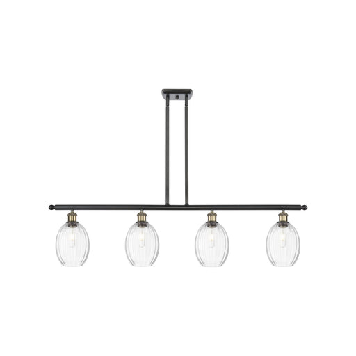 Innovations Preston Bulb 48in 4-Light Island Light | Industrial Black Antique Brass Steel and Clear Glass | Kitchen Island & | Model 516-4I-BAB-G459-6CL