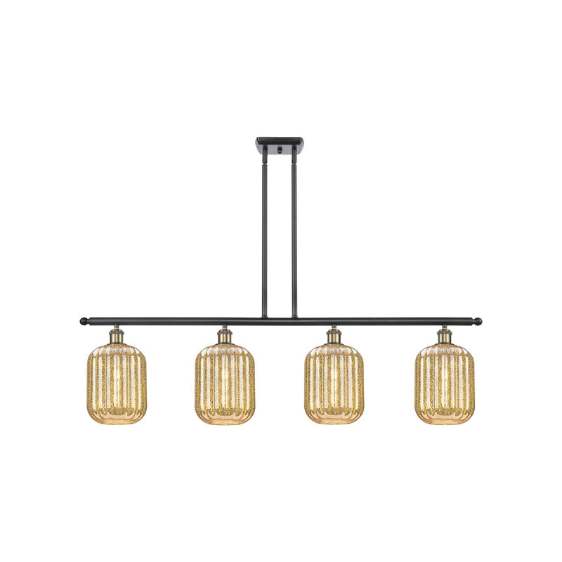 Innovations Preston Cylinder 48in 4-Light Island Light | Industrial Black Antique Brass Steel and Mercury Glass | Kitchen | Model 516-4I-BAB-G460-7ME