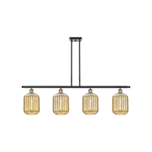 Innovations Preston Cylinder 48in 4-Light Island Light | Industrial Black Antique Brass Steel and Mercury Glass | Kitchen | Model 516-4I-BAB-G460-7ME