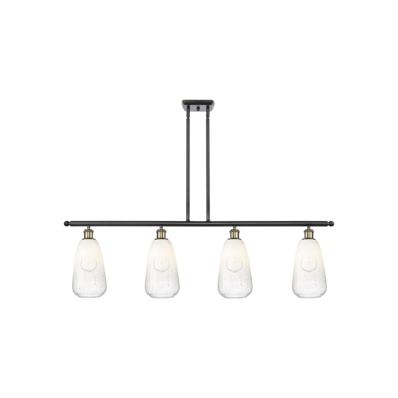 Innovations Brookhaven Almond 48in 4-Light Island Light | Industrial Black Antique Brass Steel and Opal Glass | Kitchen Island | Model 516-4I-BAB-G480-6OP