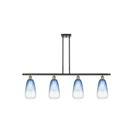 Innovations Brookhaven Almond 48in 4-Light Island Light | Industrial Black Antique Brass and Sapphire Blue Glass | Kitchen | Model 516-4I-BAB-G480-6SB