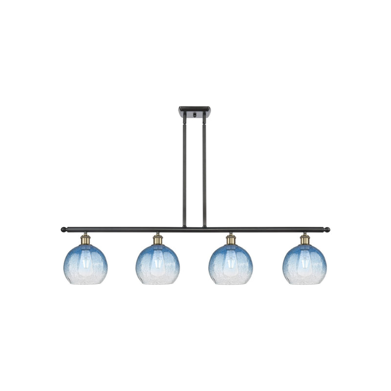 Innovations Brookhaven Globe 48in 4-Light Island Light | Industrial Black Antique Brass Steel and Sapphire Blue Glass | Model 516-4I-BAB-G483-8SB