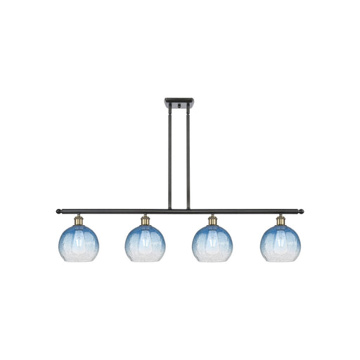 Innovations Brookhaven Globe 48in 4-Light Island Light | Industrial Black Antique Brass Steel and Sapphire Blue Glass | Model 516-4I-BAB-G483-8SB
