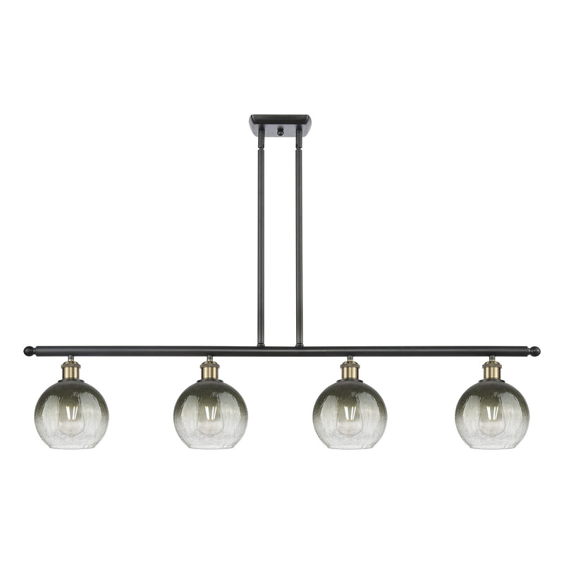 Innovations Brookhaven Globe 48in 4-Light Island Light | Industrial Black Antique Brass Steel and Slate Glass | Kitchen Island | Model 516-4I-BAB-G483-8SL