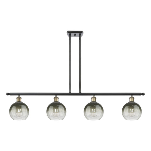 Innovations Brookhaven Globe 48in 4-Light Island Light | Industrial Black Antique Brass Steel and Slate Glass | Kitchen Island | Model 516-4I-BAB-G483-8SL