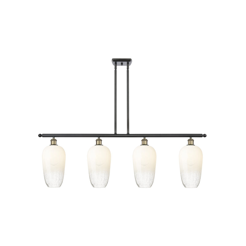 Innovations Brookhaven Flute 48in 4-Light Island Light | Industrial Black Antique Brass Steel and Opal Glass | Kitchen Island | Model 516-4I-BAB-G484-7OP
