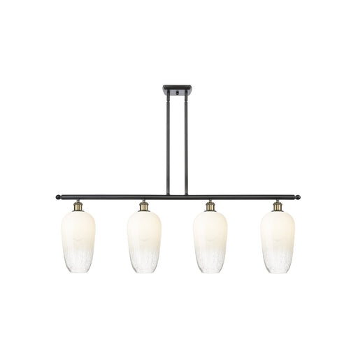 Innovations Brookhaven Flute 48in 4-Light Island Light | Industrial Black Antique Brass Steel and Opal Glass | Kitchen Island | Model 516-4I-BAB-G484-7OP