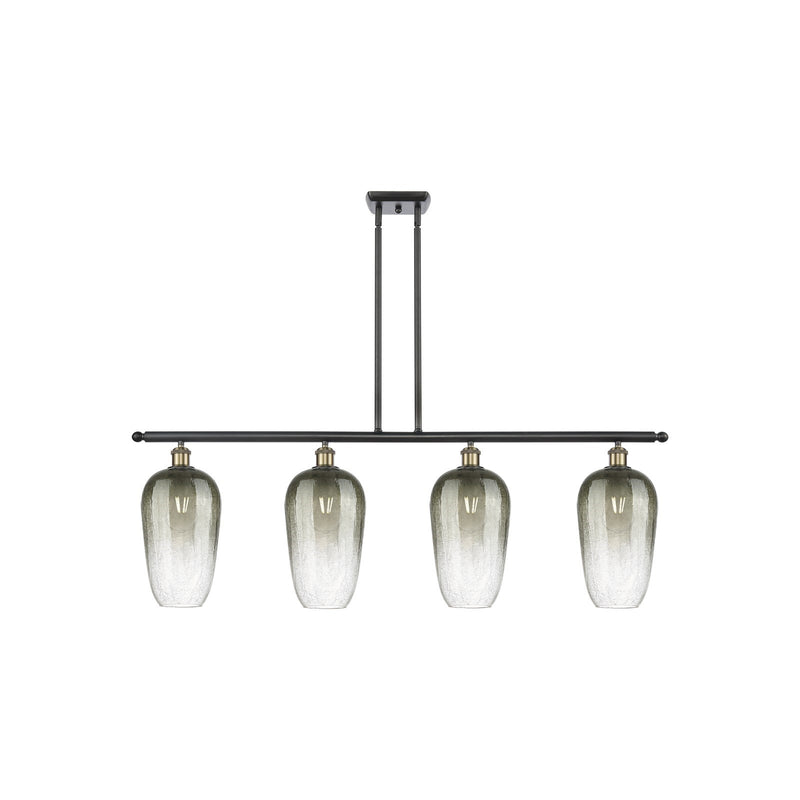 Innovations Brookhaven Flute 48in 4-Light Island Light | Industrial Black Antique Brass and Slate Glass | Kitchen Island & | Model 516-4I-BAB-G484-7SL