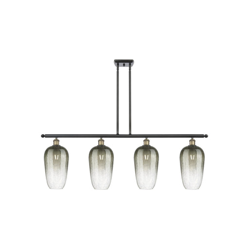Innovations Brookhaven Flute 48in 4-Light Island Light | Industrial Black Antique Brass and Slate Glass | Kitchen Island & | Model 516-4I-BAB-G484-7SL