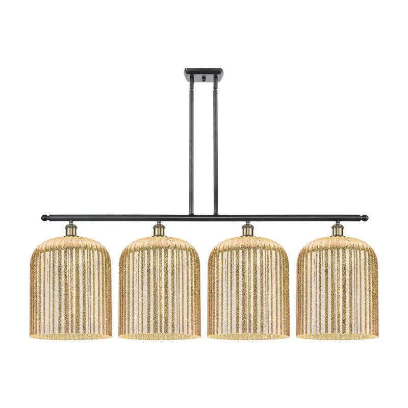 Innovations Bridal Veil 48in 4-Light Island Light | Art Nouveau Industrial Black Antique Brass and Mercury Ribbed Glass | Model 516-4I-BAB-G559-12ME