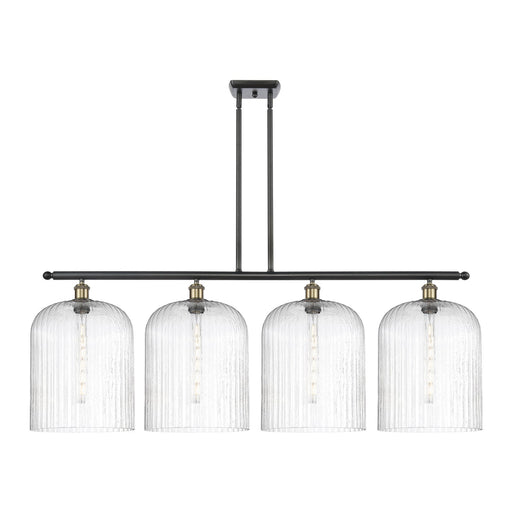 Innovations Bridal Veil 48in 4-Light Island Light | Art Nouveau Industrial Black Antique Brass Steel and Seedy Ribbed Glass | Model 516-4I-BAB-G559-12SDY