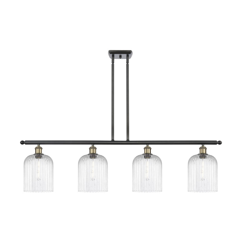 Innovations Bridal Veil 48in 4-Light Island Light | Industrial Black Antique Brass and Clear Ribbed Glass | Kitchen Island & | Model 516-4I-BAB-G559-8CL