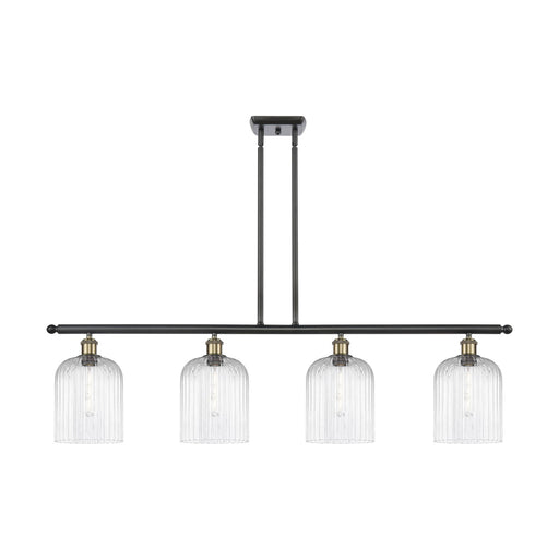 Innovations Bridal Veil 48in 4-Light Island Light | Industrial Black Antique Brass and Clear Ribbed Glass | Kitchen Island & | Model 516-4I-BAB-G559-8CL