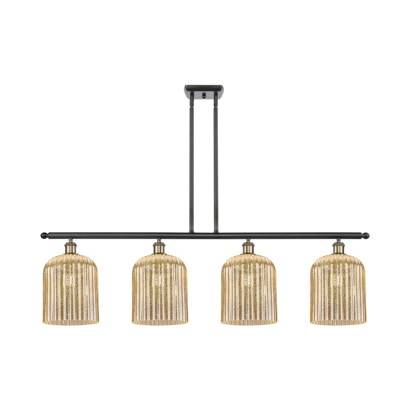 Innovations Bridal Veil 48in 4-Light Island Light | Industrial Black Antique Brass and Mercury Ribbed Glass | Kitchen Island & | Model 516-4I-BAB-G559-8ME
