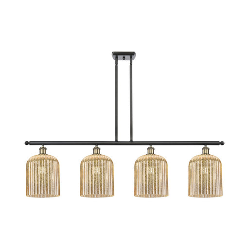 Innovations Bridal Veil 48in 4-Light Island Light | Industrial Black Antique Brass and Mercury Ribbed Glass | Kitchen Island & | Model 516-4I-BAB-G559-8ME
