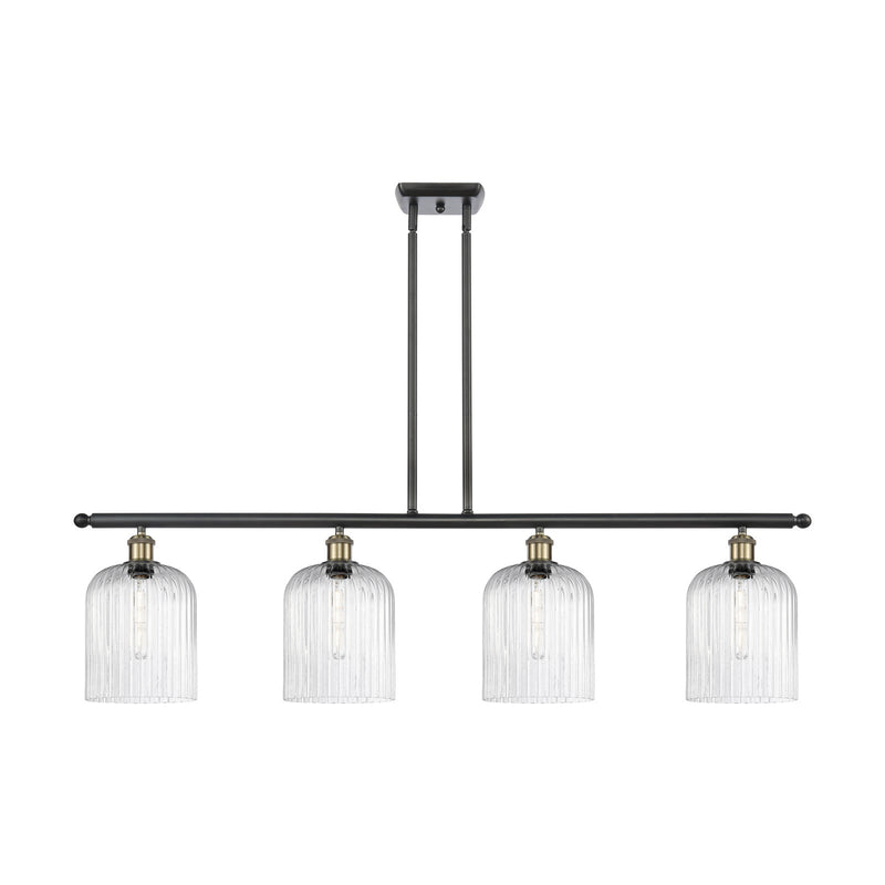 Innovations Bridal Veil 48in 4-Light Island Light | Art Nouveau Industrial Black Antique Brass and Seedy Glass | Kitchen | Model 516-4I-BAB-G559-8SDY