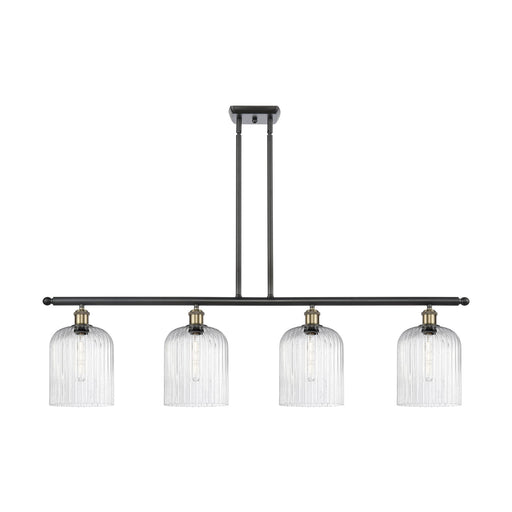 Innovations Bridal Veil 48in 4-Light Island Light | Art Nouveau Industrial Black Antique Brass and Seedy Glass | Kitchen | Model 516-4I-BAB-G559-8SDY