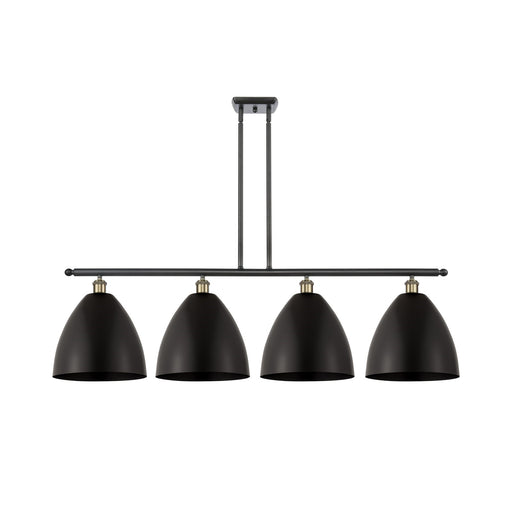 Innovations Bristol 50.25in 4-Light Island Light | Industrial Farmhouse Black Antique Brass and Matte Black Metal Shade | Model 516-4I-BAB-MBD-12-BK