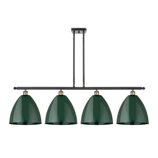 Innovations Plymouth 50in 4-Light Island Light | Industrial Black Antique Brass and Matte Green Metal | Kitchen Island & | Model 516-4I-BAB-MBD-12-GR-LED