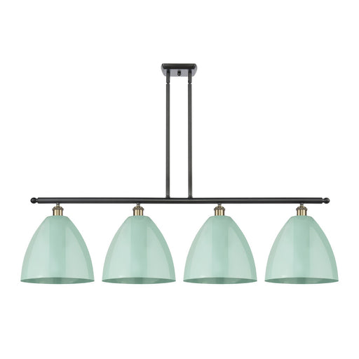 Innovations Plymouth 50in 4-Light Island Light | Industrial Black Antique Brass and Matte Seafoam Metal | Kitchen Island | Model 516-4I-BAB-MBD-12-SF-LED