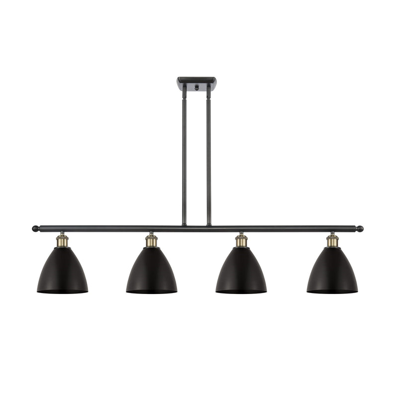 Innovations Bristol 48in 4-Light Island Light | Industrial Black Antique Brass and Matte Black Metal Shade | Kitchen Island & | Model 516-4I-BAB-MBD-75-BK