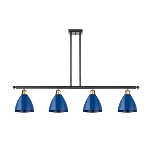 Innovations Plymouth 48in 4-Light Island Light | Industrial Black Antique Brass and Matte Blue Metal | Kitchen Island & | Model 516-4I-BAB-MBD-75-BL