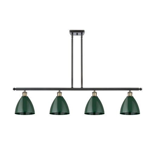 Innovations Plymouth 48in 4-Light Island Light | Industrial Farmhouse Black Antique Brass and Matte Green Metal | Kitchen | Model 516-4I-BAB-MBD-75-GR-LED