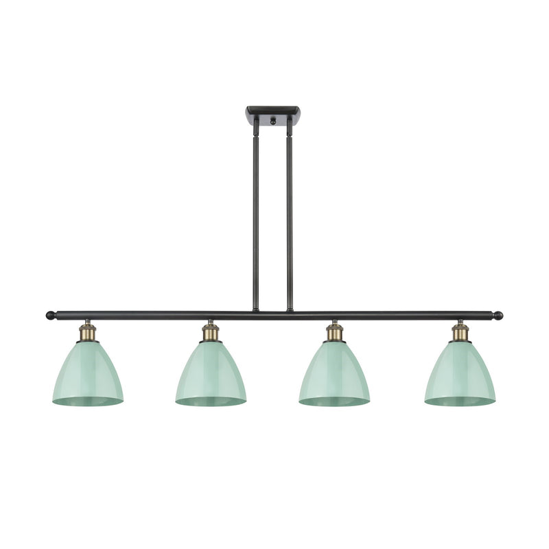 Innovations Plymouth 48in 4-Light Island Light | Industrial Black Antique Brass and Matte Seafoam Metal | Kitchen Island | Model 516-4I-BAB-MBD-75-SF-LED