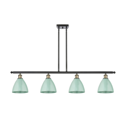 Innovations Plymouth 48in 4-Light Island Light | Industrial Black Antique Brass and Matte Seafoam Metal | Kitchen Island | Model 516-4I-BAB-MBD-75-SF-LED