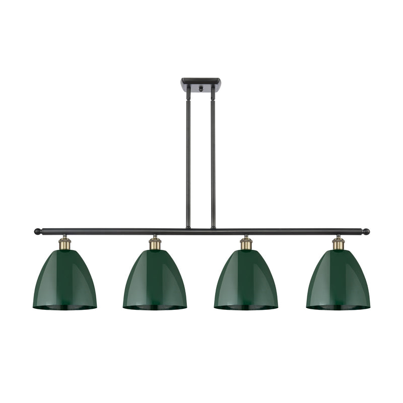 Innovations Plymouth 48in 4-Light Island Light | Industrial Black Antique Brass and Matte Green Metal | Kitchen Island & | Model 516-4I-BAB-MBD-9-GR