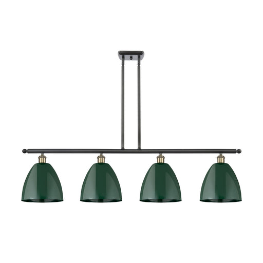 Innovations Plymouth 48in 4-Light Island Light | Industrial Black Antique Brass and Matte Green Metal | Kitchen Island & | Model 516-4I-BAB-MBD-9-GR