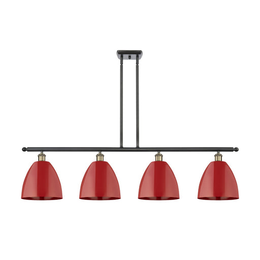 Innovations Plymouth 48in 4-Light Island Light | Industrial Black Antique Brass and Matte Red Metal | Kitchen Island & Dining | Model 516-4I-BAB-MBD-9-RD