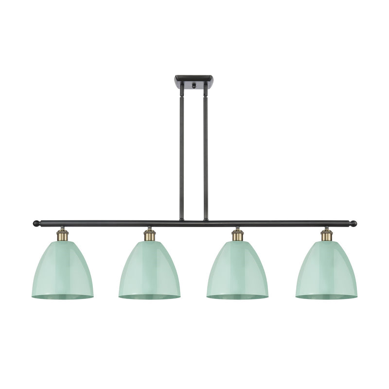 Innovations Plymouth 48in 4-Light Island Light | Industrial Black Antique Brass and Matte Seafoam Metal | Kitchen Island & | Model 516-4I-BAB-MBD-9-SF