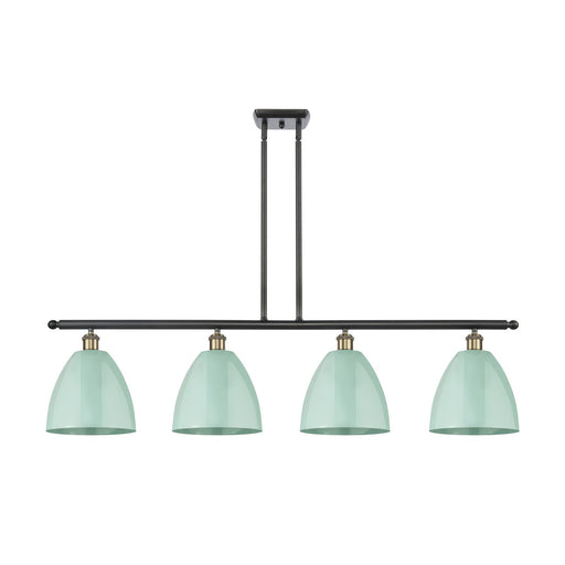 Innovations Plymouth 48in 4-Light Island Light | Industrial Black Antique Brass and Matte Seafoam Metal | Kitchen Island & | Model 516-4I-BAB-MBD-9-SF