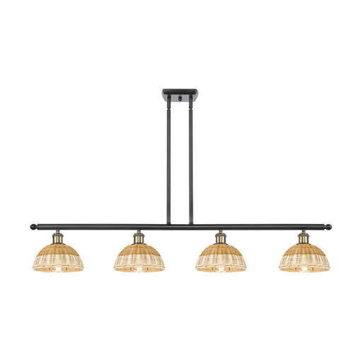 Innovations Bristol Natural II 48in 4-Light Island Light | Industrial Black Antique Brass and Natural Fiber Dome Shade | Model 516-4I-BAB-NBD2-75-NAT