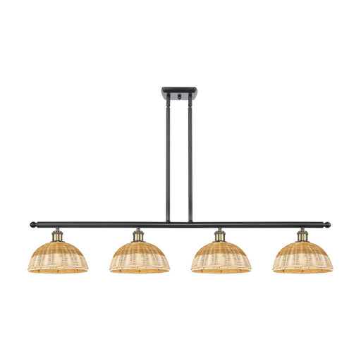Innovations Bristol Natural II 48in 4-Light Island Light | Industrial Black Antique Brass and Natural Fiber Shade | Kitchen | Model 516-4I-BAB-NBD2-9-NAT