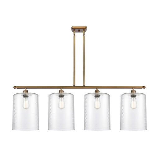 Innovations Cobbleskill 48in 4-Light Island Light | Industrial Brushed Brass Steel and Clear Glass | Kitchen Island & Dining Room | Model 516-4I-BB-G112-L