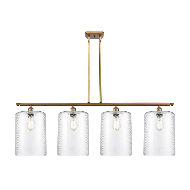 Innovations Cobbleskill 48in 4-Light Island Light | Industrial Brushed Brass Steel and Clear Glass | Kitchen Island & Dining Room | Model 516-4I-BB-G112-L