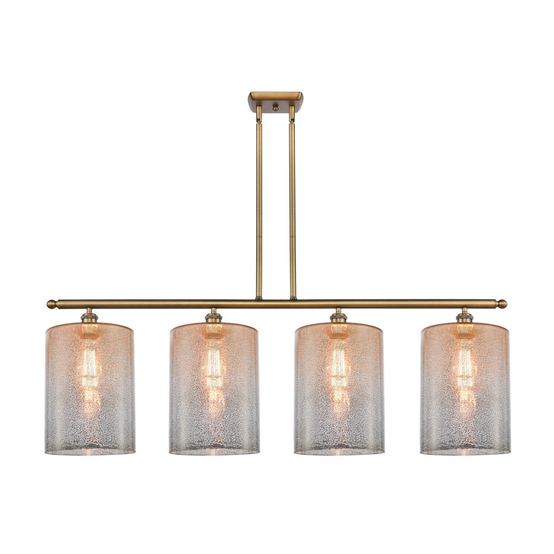 Innovations Cobbleskill 48in 4-Light Island Light | Art Nouveau Brushed Brass Steel and Mercury Glass | Kitchen Island & Dining | Model 516-4I-BB-G116-L