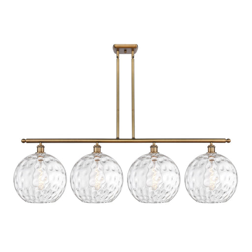 Innovations Athens 50in 4-Light Island Light | Industrial Brushed Brass and Clear Water Glass | Kitchen Island & Dining Room | Model 516-4I-BB-G1215-12