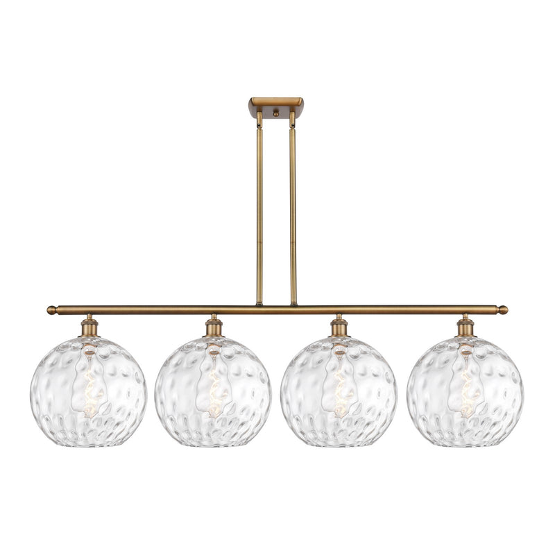 Innovations Athens 50in 4-Light Island Light | Industrial Brushed Brass and Clear Water Glass | Kitchen Island & Dining Room | Model 516-4I-BB-G1215-12