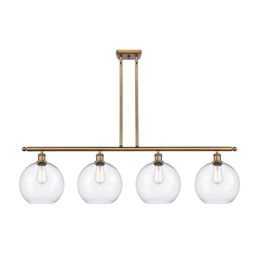 Innovations Athens 48in 4-Light Island Light | Industrial Brushed Brass Steel and Clear Glass | Kitchen Island & Dining Room | Model 516-4I-BB-G122-10