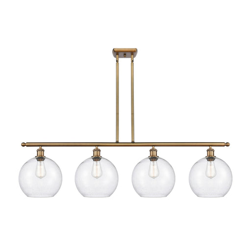 Innovations Athens 48in 4-Light Island Light | Industrial Brushed Brass Steel and Seedy Glass | Kitchen Island & Dining Room | Model 516-4I-BB-G124-10