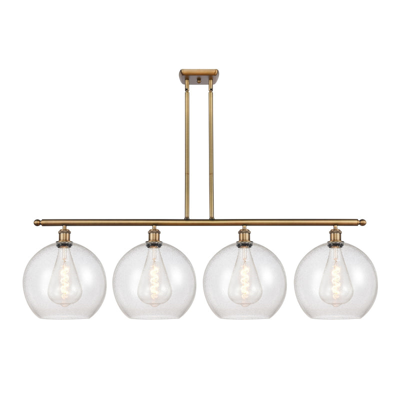 Innovations Athens 50in 4-Light Island Light | Industrial Brushed Brass Steel and Seedy Glass | Kitchen Island & Dining Room | Model 516-4I-BB-G124-12