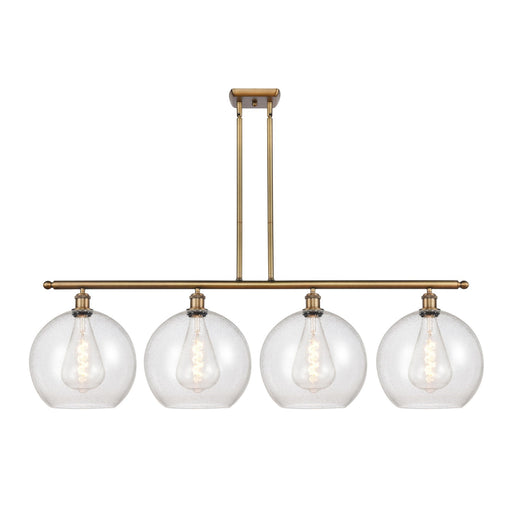 Innovations Athens 50in 4-Light Island Light | Industrial Brushed Brass Steel and Seedy Glass | Kitchen Island & Dining Room | Model 516-4I-BB-G124-12