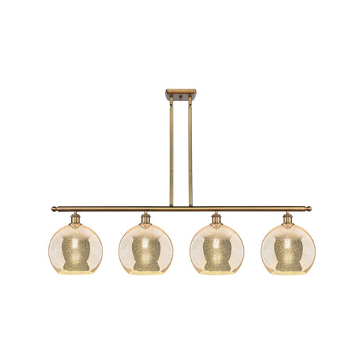 Innovations Athens 48in 4-Light Island Light | Industrial Brushed Brass Steel and Mercury Glass | Kitchen Island & Dining Room | Model 516-4I-BB-G128-10