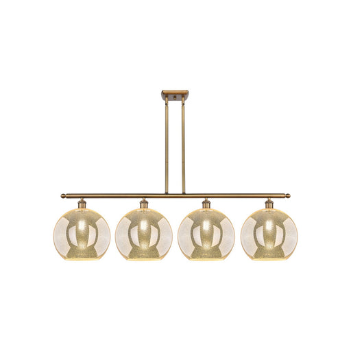 Innovations Athens 50in 4-Light Island Light | Industrial Brushed Brass Steel and Mercury Glass | Kitchen Island & Dining Room | Model 516-4I-BB-G128-12