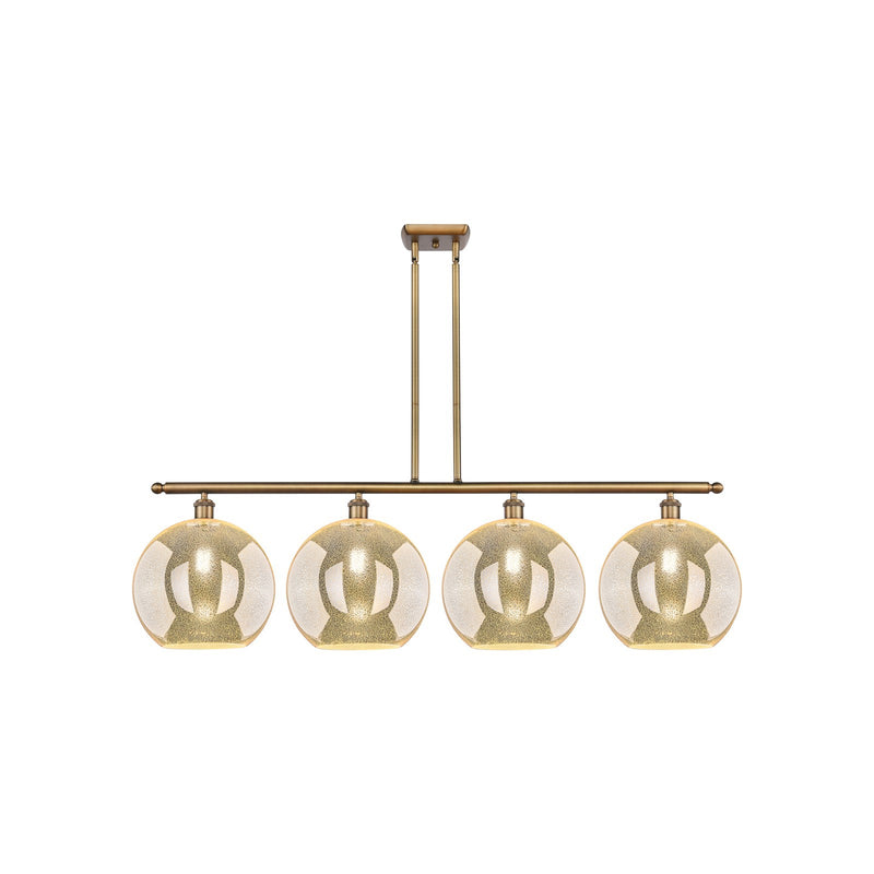 Innovations Athens 50in 4-Light Island Light | Industrial Brushed Brass Steel and Mercury Glass | Kitchen Island & Dining Room | Model 516-4I-BB-G128-12