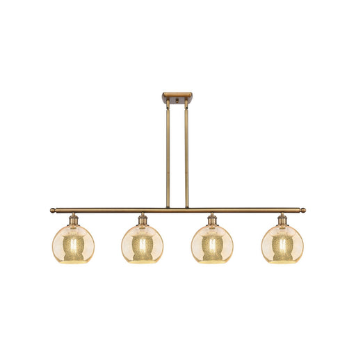 Innovations Athens 48in 4-Light Island Light | Industrial Brushed Brass and Mercury Glass | Kitchen Island & Dining Room | 48 x | Model 516-4I-BB-G128-8